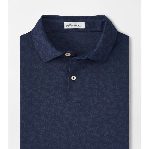 Peter Millar Crown Sport Carl Floral Performance Jacquard Polo Navy Blue – Small - Picture 8 of 9